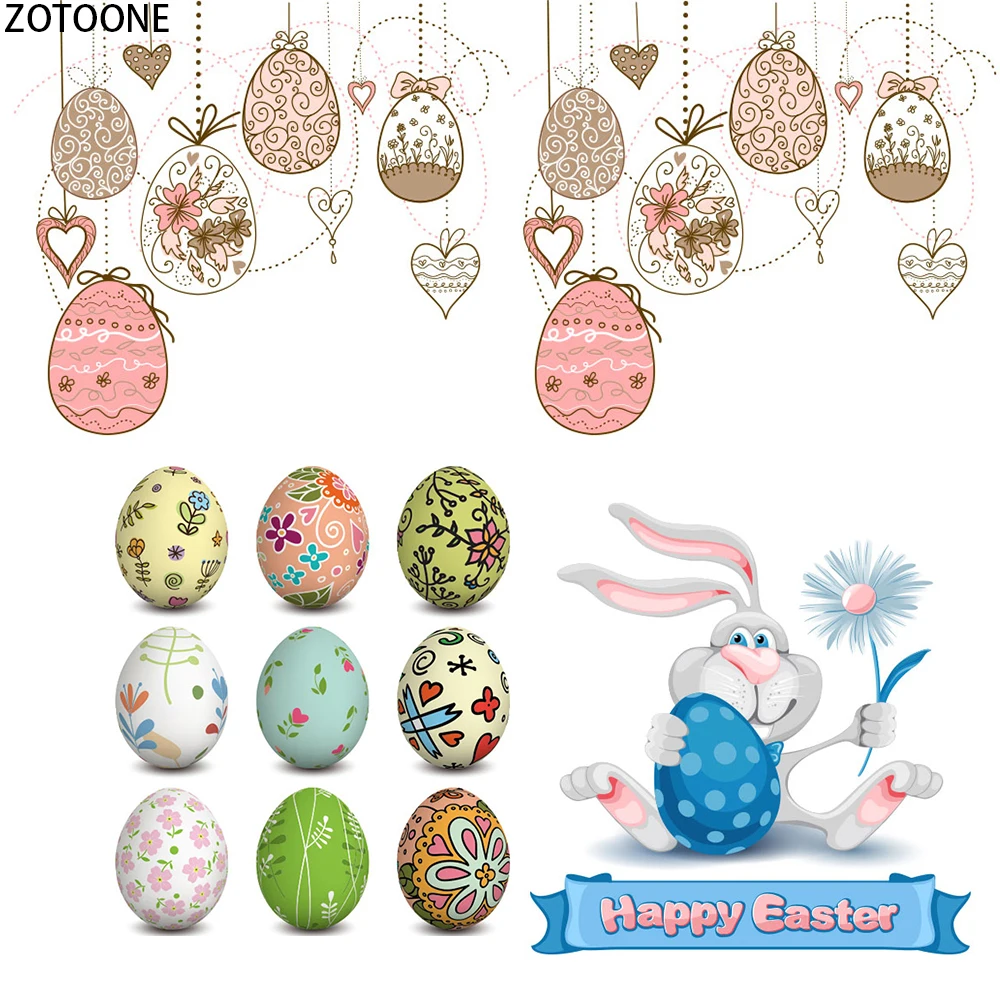 

ZOTOONE Happy Easter Iron on Patches for Clothes Heat Transfer Appliques Washable Applications Thermo Stickers Stranger Things E