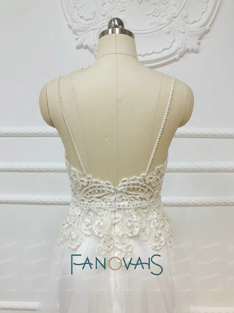 Bead Beach Boho Wedding Dresses Spaghetti Straps Tulle Train Gowns Sheath Lace Bridal Gown Vestido De Novia | Свадьбы и торжества