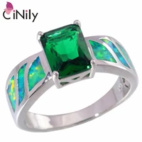 cinily created green fire opal green quartz silver plated wholesale fashion for women jewelry gift ring size 6 7 8 9 oj5396