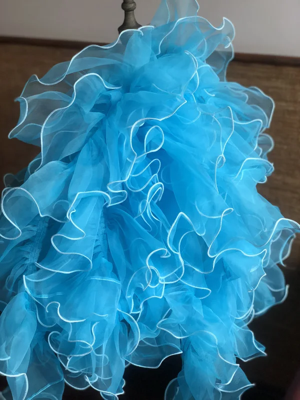 Blue lace white edge 15 см Широкий роскошный Тюль 3D кружевная ткань лента органза рюшами отделка пушистое платье шторы одежда подарки DIY домашний швейный аксессуар - Цвет: Blue lace white edge