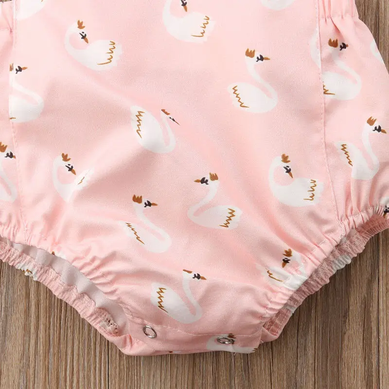 

Newborn Kids Baby Girls Bodysuit Swan Cute Baby Girl Jumpsuit Summer Backless Sleeveless Clothes Outfits 0-3T