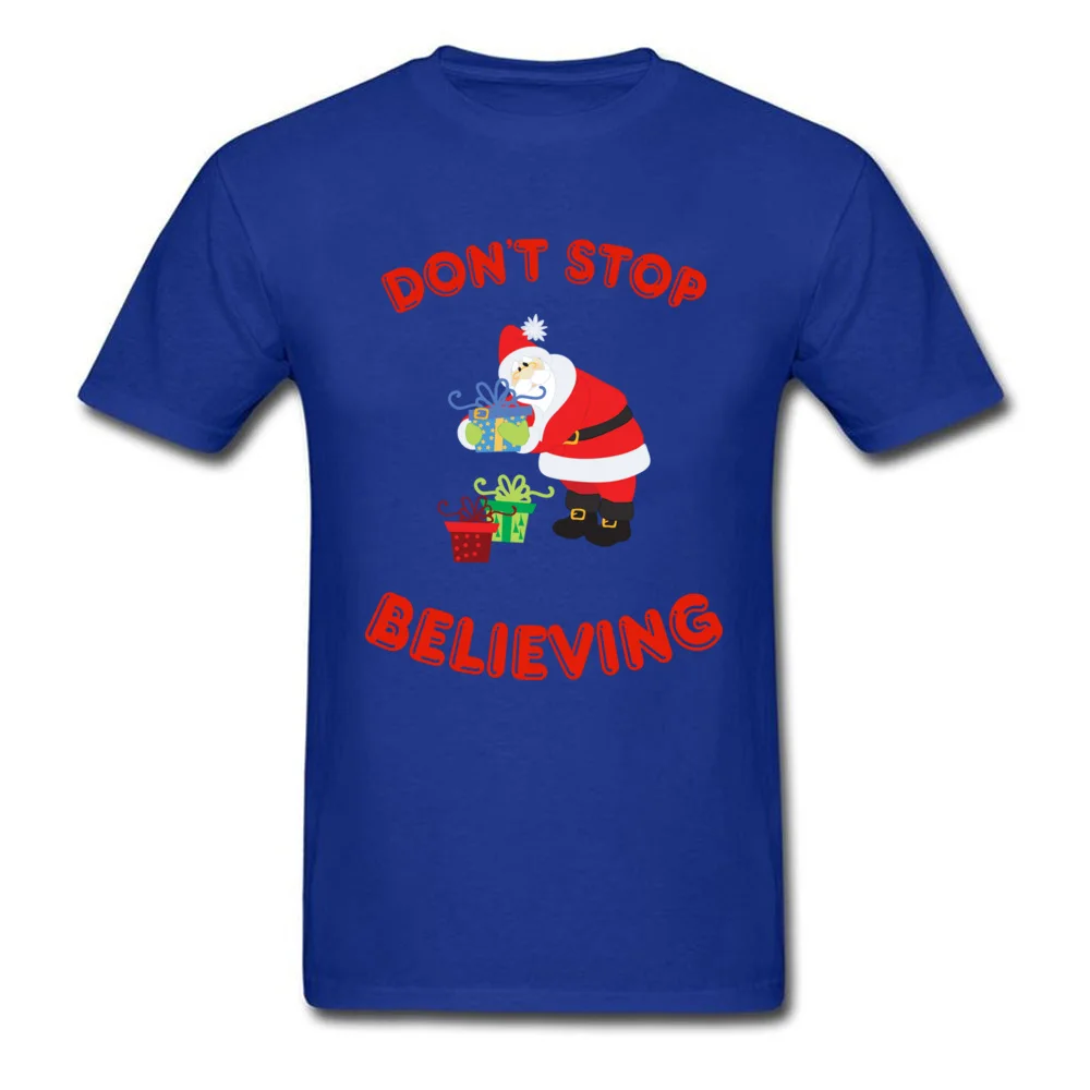 Футболка с надписью Dont Stop belief Санта Клаусом Мужские хлопковые футболки