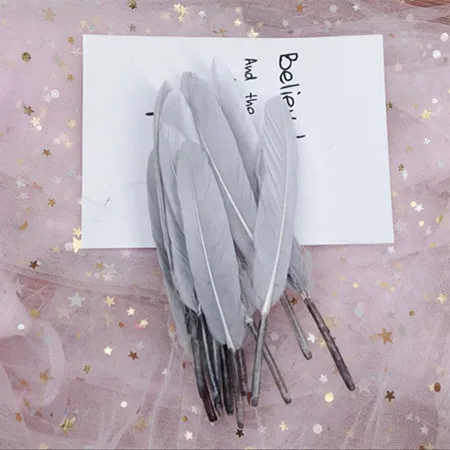 gray 50pcs Красивое перо лебедя, 4-6 дюймов, 10-15 см, боа, натуральные перья, свадебное украшение, украшение для свадьбы, сделай сам, украшение для дома - Цвет: gray 50pcs