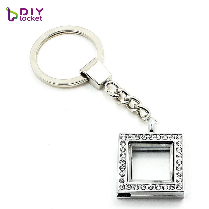 

5pcs/lot Square key chains 30mm floating locket high fashion designer keychain Zinc Alloy Wholesale Women jewelryLSFK09*5