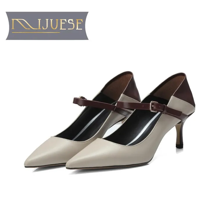 Женские туфли лодочки из коровьей кожи MLJUESE черные вечерние мэри джейн на тонком