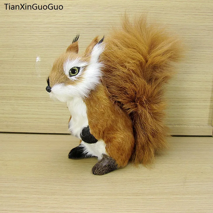 

about 17x7x17cm simulation squirrel hard model,polyethylene&furs brown squirrel handicraft,home decoration craft gift s0735