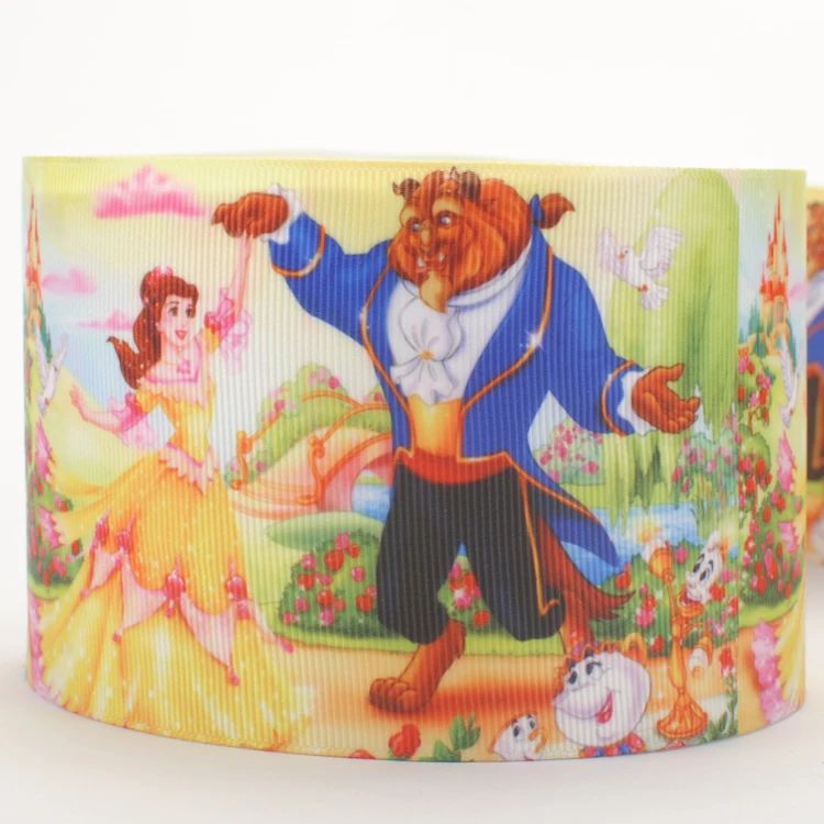 Новые продажи 3 &quot75 мм принцесса Красавица и Чудовище шаблон напечатанный grosgrain