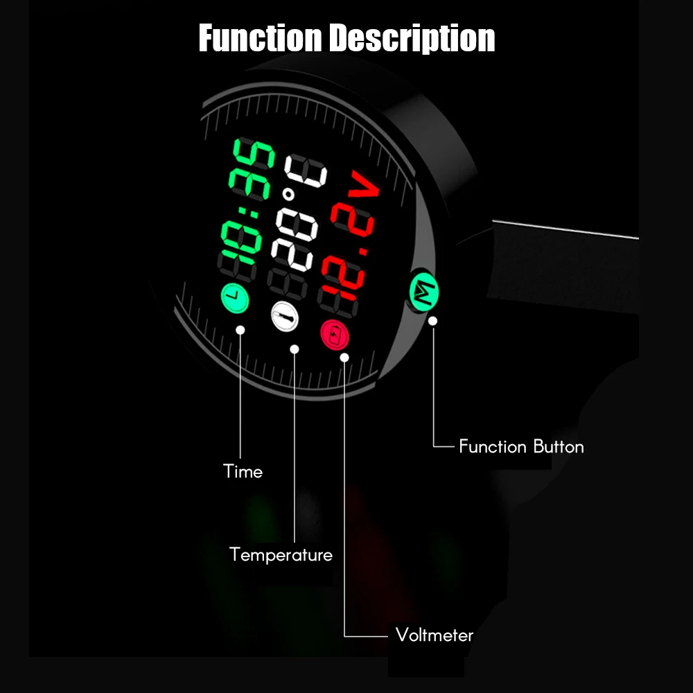 Мотоциклетный вольтметр с дисплеем температуры настольный светодиодный 3 в 1