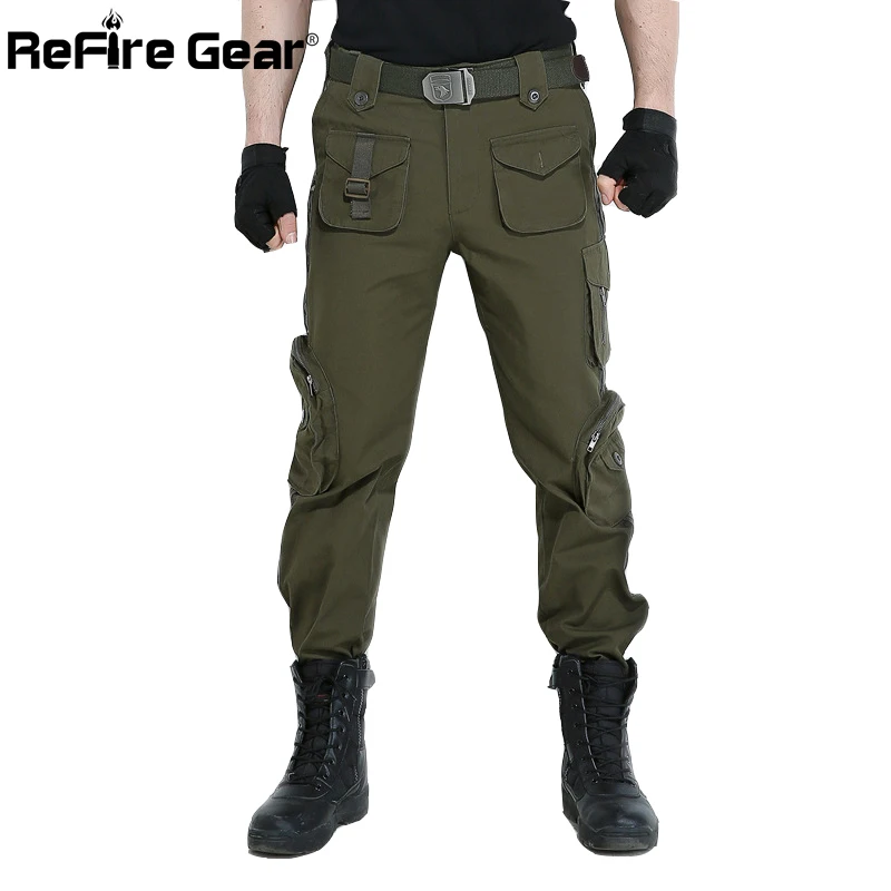 Refire gear армейские военные карго Брюки мужские SWAT мульти-карманы хлопок тактические брюки ВВС страйкбол камуфляж брюки