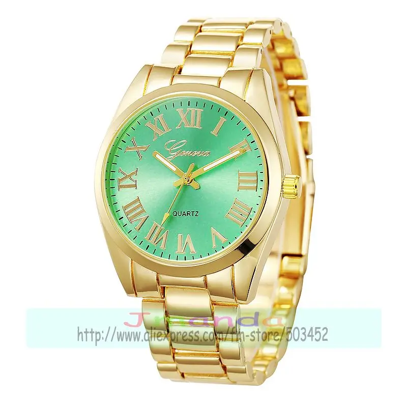 mint green dial 50 шт./лот 8278 цветной циферблат римский номер Женева Сплав Кварцевые часы хорошего качества унисекс наручные часы из нержавеющей стали оптом - Цвет: mint green dial