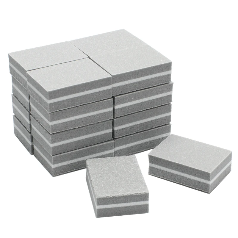 

200Pcs Nail File Mini Sponge Nail Buffer Block Grey Sanding Sandpaper Polishing Buffing Block 100/180 Grinding File For Manicure