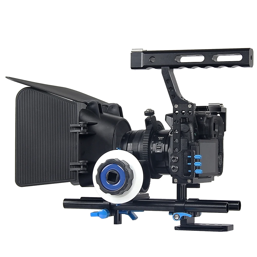 Профессиональная ручка DSLR Rig Стабилизатор клетка для видеокамеры/фоллоу фокус/Матовая коробка комплект для sony A7S A7 A7R A7RII A7SII Lumix GH4