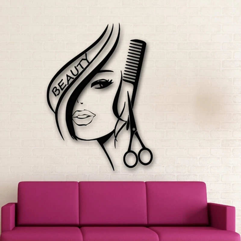 Съемная Наклейка на стену для парикмахерской сексуальной девушки бесплатная