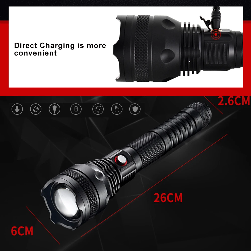 Светодиодный вспышка светильник поиск XHP50 Мощная Вспышка s Самозащита