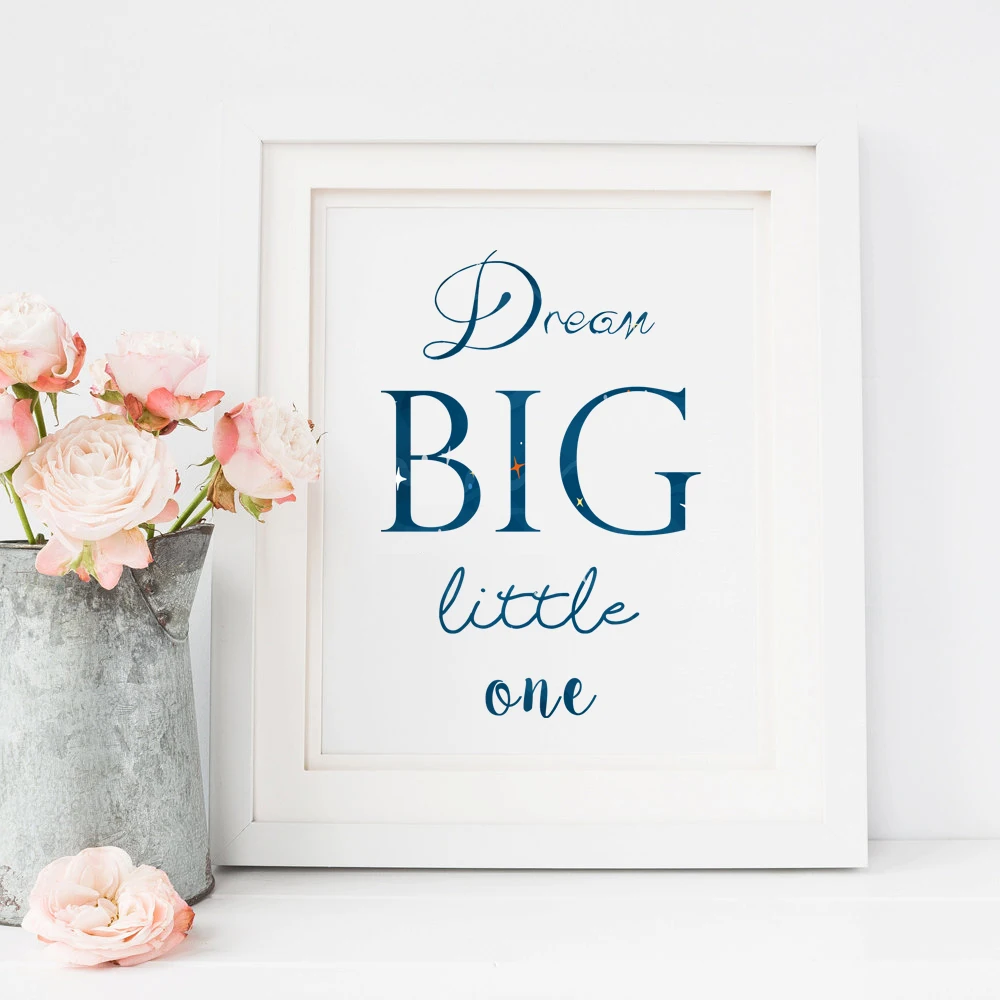 Unframed Nursery Cute Font Quote Dream Big Little One Canvas Painting Baby Boy Room Wall Picture Home Decoration LZ350 | Дом и сад