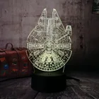 Фильмы Звездные войны космический корабль 3D LED RGB Ночник светильник 7 цветов меняющий сон настольная лампа украшение дома Праздничная детская Рождественская лампа