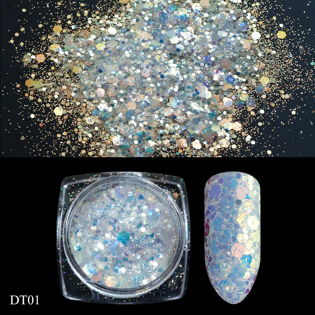 Ослепительные геометрические Блестки для ногтей пыль смешанные сделай сам