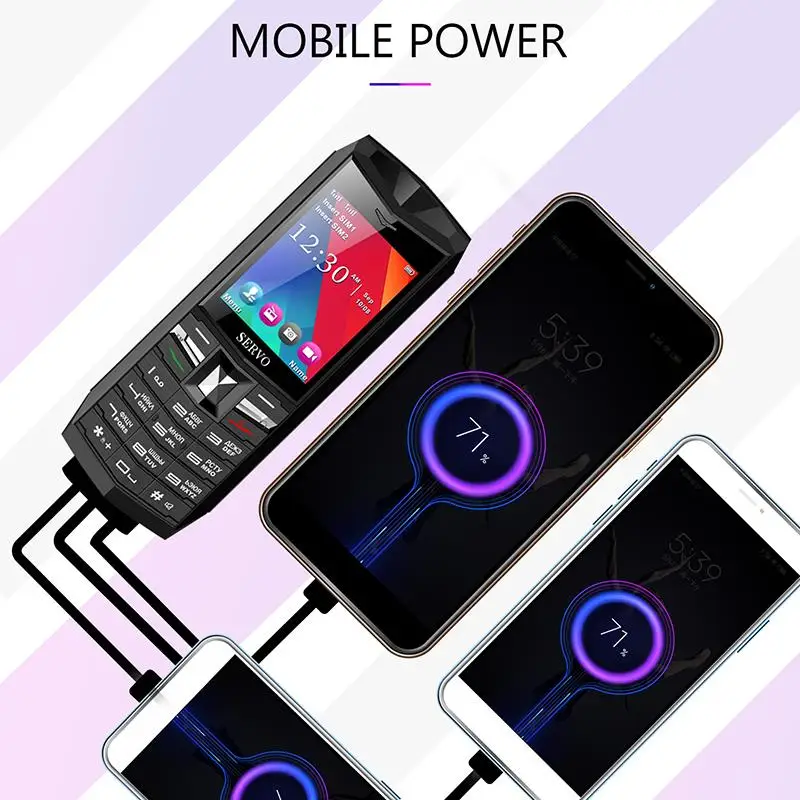 SERVO R26 2," мобильный телефон с TWS 5,0 Bluetooth беспроводные наушники 3000 мАч Внешний аккумулятор GSM GPRS 2 sim-карты мобильного телефона