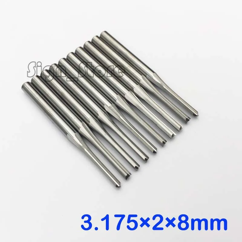 10 шт. двойные две флейты прямой слот ЧПУ фрезы дерево МДФ-фрезерование 1/8 &quot3 175 мм