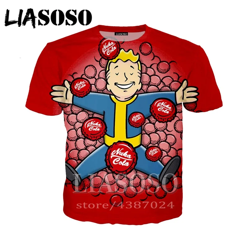 LIASOSO Для женщин футболки Аниме уличной хип хоп homme Fallout палец 4 Объёмный рисунок (3D
