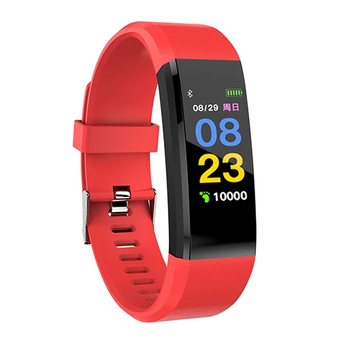red Smart запястье 115 плюс монитор сердечного ритма Смарт Браслет IP67 Водонепроницаемый смарт-браслет, Шагомер напоминание для женщина мужчина - Цвет: red