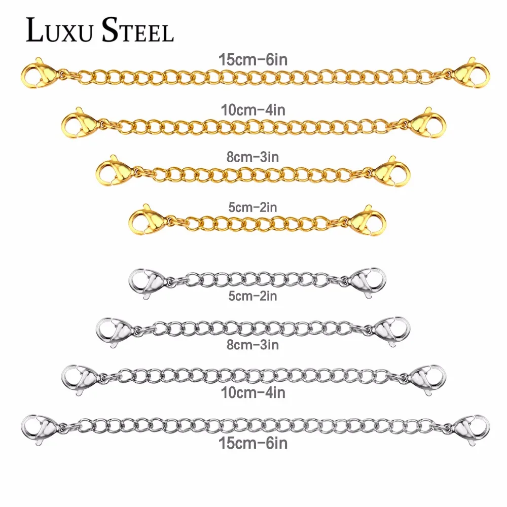 LUXUSTEEL 8 шт./компл. удлинительная звеньевая цепь из нержавеющей стали застежка