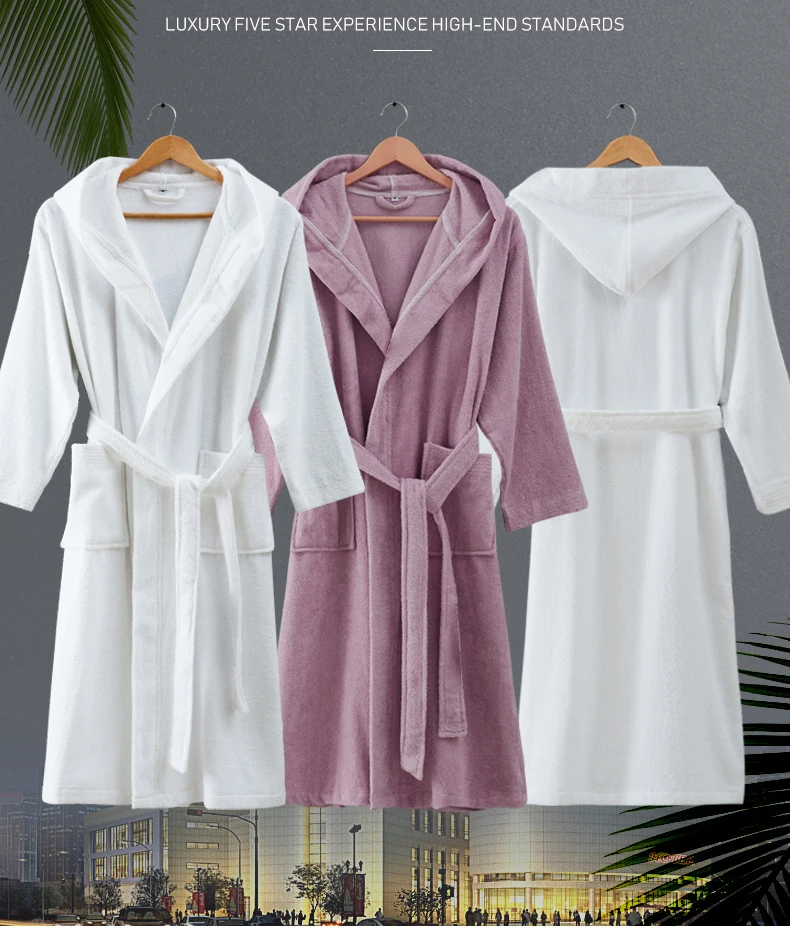 Bathrobe Women Winter Hooded Thicken Nightgowns Bathrobe Women Pajamas Bath Towel Fleece Warm Robe Sleepwear Womens Robes White