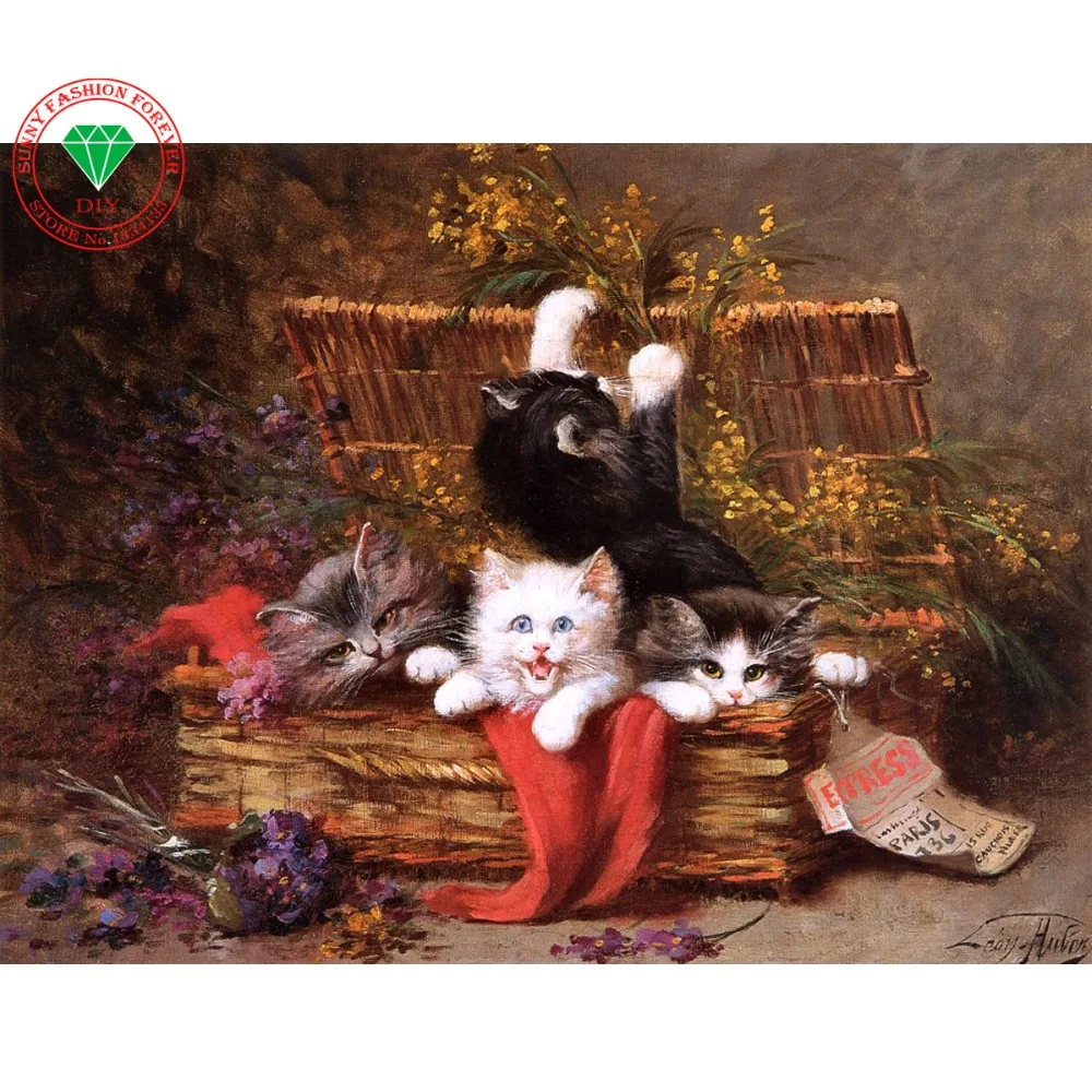 5D алмазная живопись для творчества 3d картина сделай сам с милой кошкой