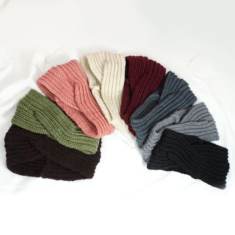 TWDVS Женская повязка на голову широкий вязаный крючком бант тюрбан теплые повязки