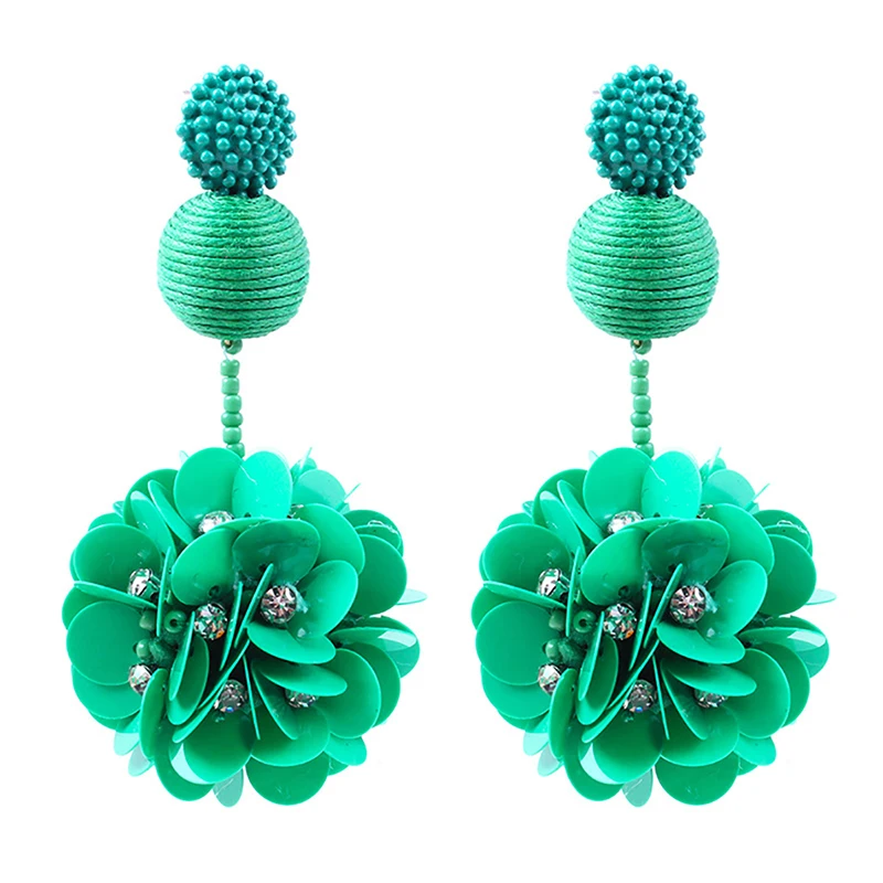 Meidi богемные висячие серьги с красным цветком для женщин блестками цветок