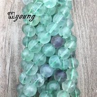 fluorite round loose beadsnatural stone green crystal quartz balance necklace pyroemerald beads for diy jewelry my2008