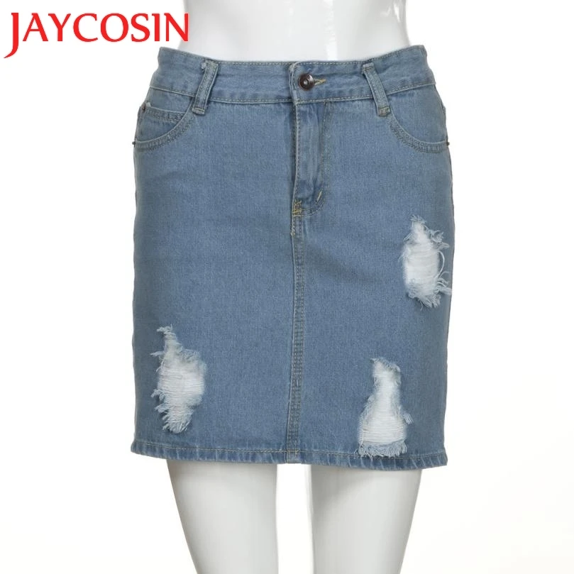 JAYCOSIN 2018 женские джинсы однотонные повседневные короткие юбки на пуговицах