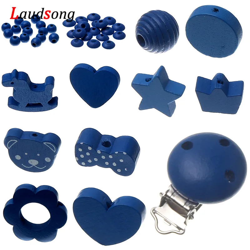 1 комплект темно синие Бусины из натурального дерева для изготовления ювелирных