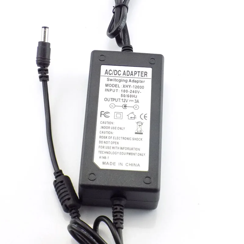12V 3A 3000mA Питание Зарядное устройство преобразователь переменного тока в постоянный, 100-240 в разъем для зарядки USB адаптер США ЕС Штекер 5,5 мм x 2,5 мм для Led Grow Strip светильник