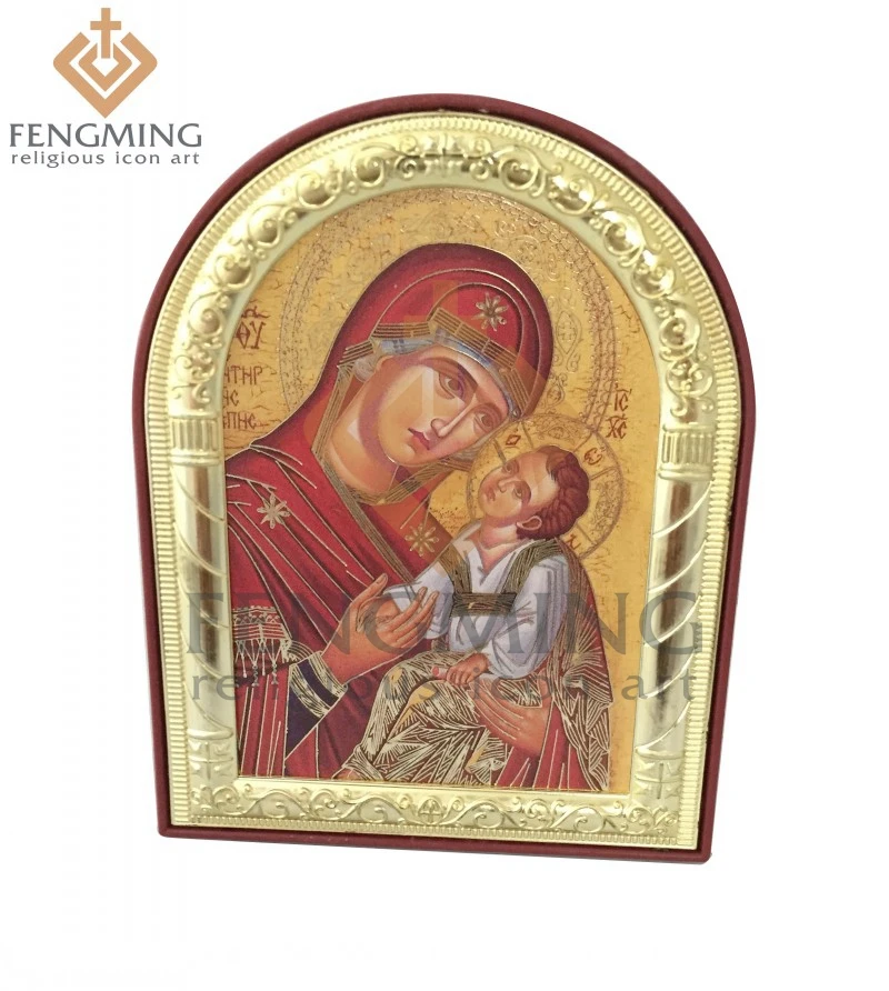 Можно заказать серебристые золотые византийские иконы Дева Мария с Иисусом