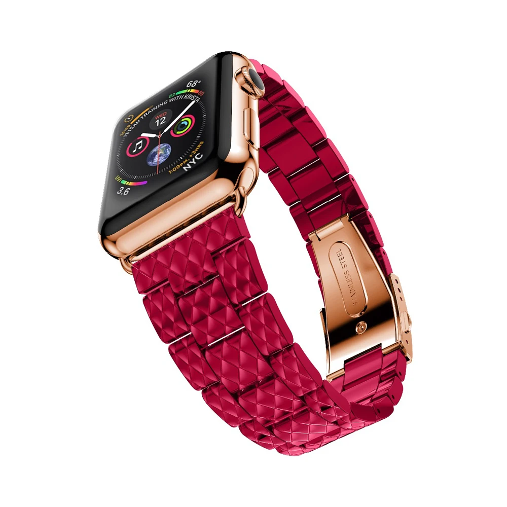 Ремешок из нержавеющей стали для Apple watch band 44 мм 40 люксовый браслет iwatch 42 38 series 3 4 5 se