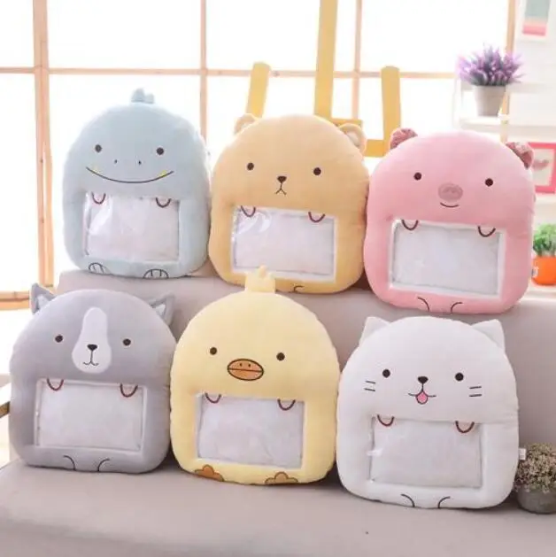 Японское аниме sumikko gurashi плюшевая подушка с теплыми руками прозрачное окно может играть мобильный телефон