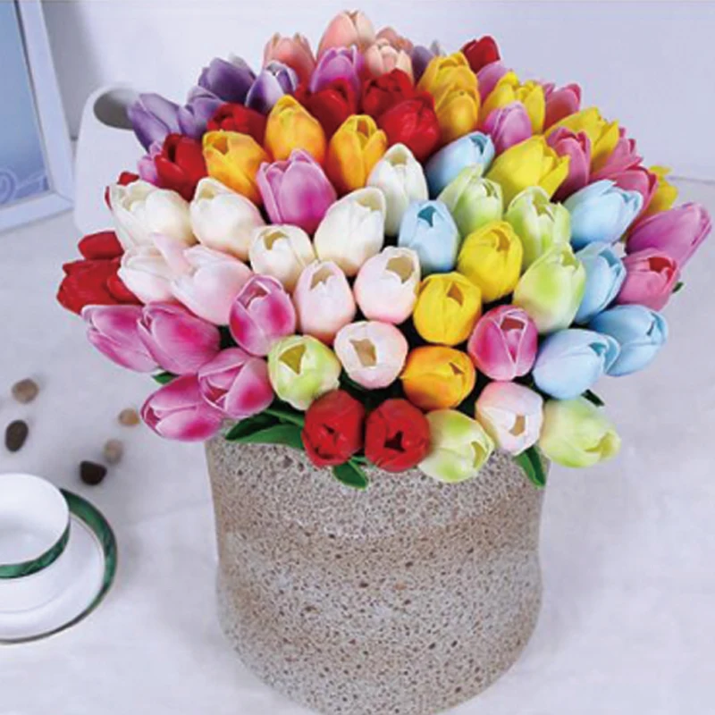 18 шт. букет из шелковых цветов тюльпанов | Дом и сад