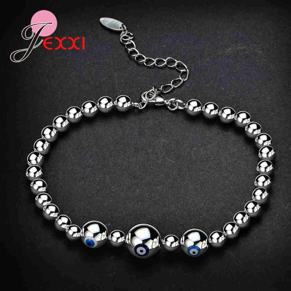 Простые цепочки из бисера Настоящее серебро 925 пробы дизайн со сглаза бусы для