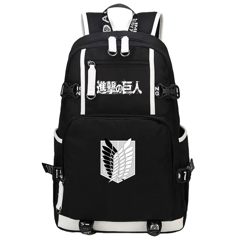 

Anime Attack on titan backpack School Bag Boys and Girls Usb charge luminous backpack travel bags
