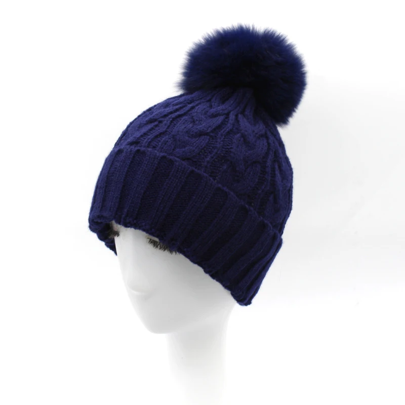 Женская шапка с помпоном из натурального Лисьего меха зимние шапки Шерстяная