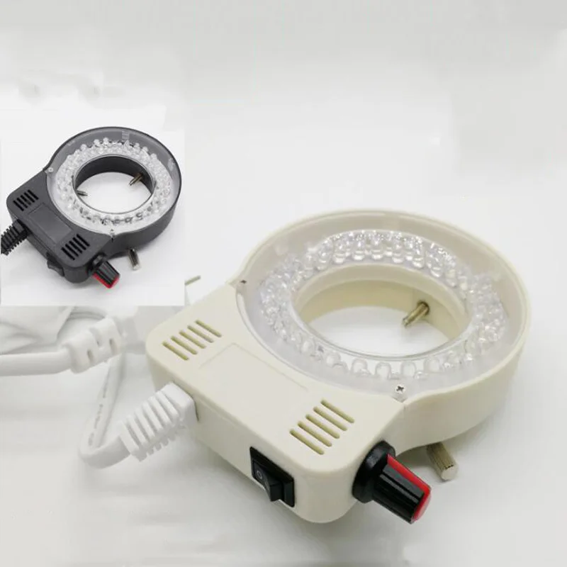 Белая Регулируемая кольцевая подсветильник ка 6500K 56 светодиодов, прожектор для промышленного стереомикроскопа, увеличительное стекло для камеры, адаптер переменного тока 90-240 В