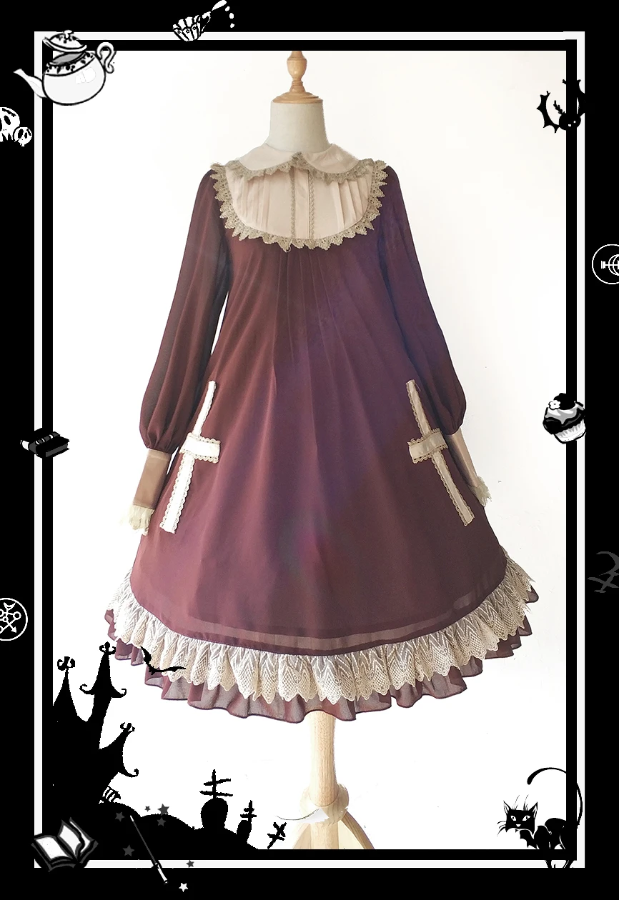 Платье кукла с длинным рукавом фонариком и воротником Питер Пен|Платья в стиле