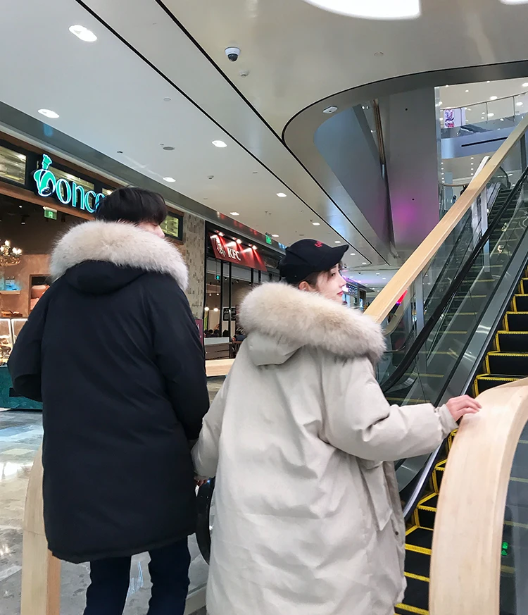 AreMoMuWha новые пары зимние пальто в длинном разрезе из хлопка и Мужская Корейская версия свободные мягкие хлеб сервис