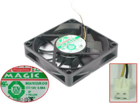 Волшебная MGA7012UR O15 DC 12V 0.58A 70x70x15 мм 2 провод Сервер вентилятор охлаждения|Кулеры и