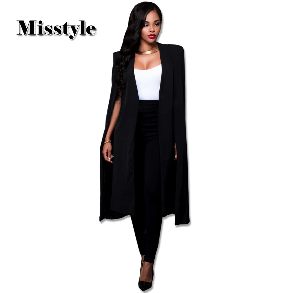 Misstyle открытый передний Блейзер Костюмы женские свободные длинные тренчи OL