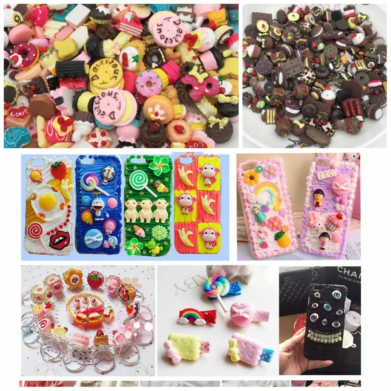 Оптовая продажа 100 шт микс милый Kawaii десерт еда торт резиновые кабошоны из смолы