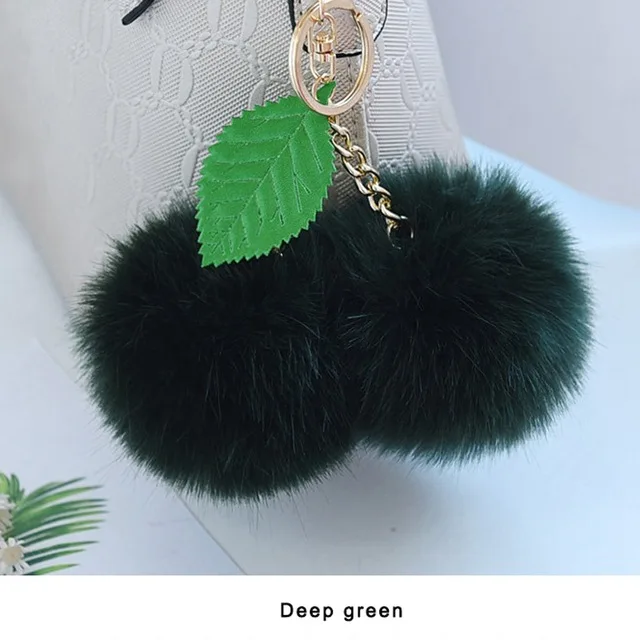 Корейский меховый брелок-помпон кролик мех мяч брелок для ключей porte clef pompom de fourrure сумка с помпонами Подвески вишня автомобильный брелок - Цвет: 4