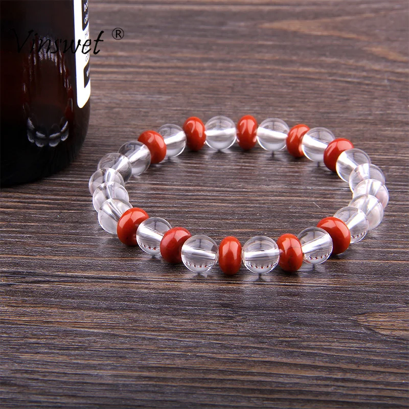 Natural Stone Onyx Crystal Strand Bracelet Men Fashion Abacus Beads Bracelets for Women Elastic Friendship Couple | Украшения и