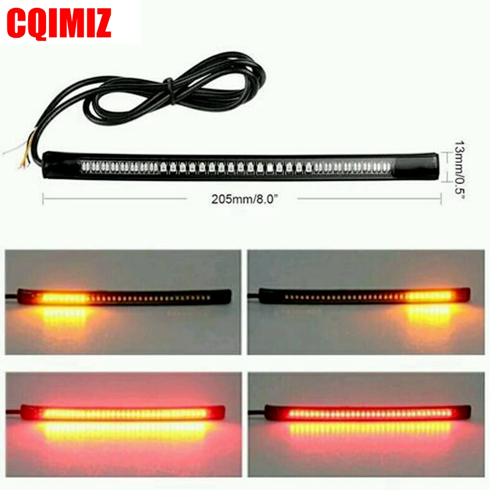 

48SMD LED Motorcycle Light Bar Strip Tail Brake Stop Turn Signal License Plate Light Red Amber Integrated Taillight